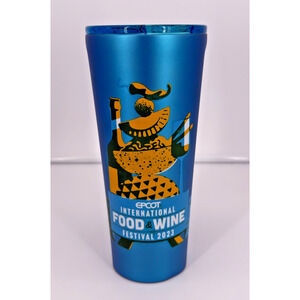 Disney Parks 2023 Epcot Food & Wine Festival Corkcicle Blue Metallic Tumbler